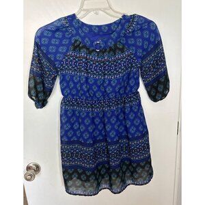 Route 66 Girls Blue Patterned Boho Dress Size L 10/12